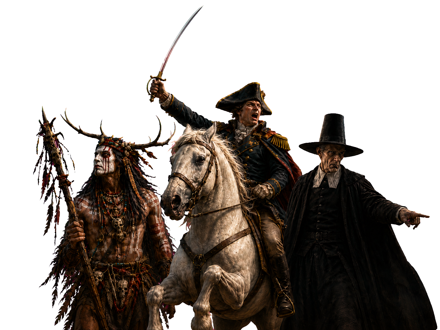 The Spirit Walker, mounted General, and Grand Inquisitor, three faction leaders from Gauntlet.